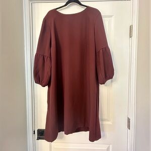 NWT Ann Taylor Midi Long Sleeve Smock Dress Size 18 Crimson